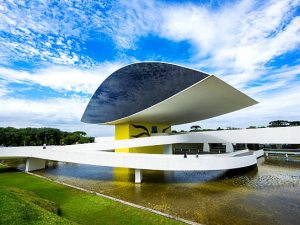 Curitiba, Brazil - December 14, 2015: Oscar Niemeyer Museum (aka MON) in Curitiba, Parana, Brazil.